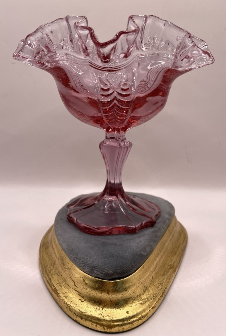 Vintage Fenton Empress Cranberry Colonial Pink Footed Pedestal Compote